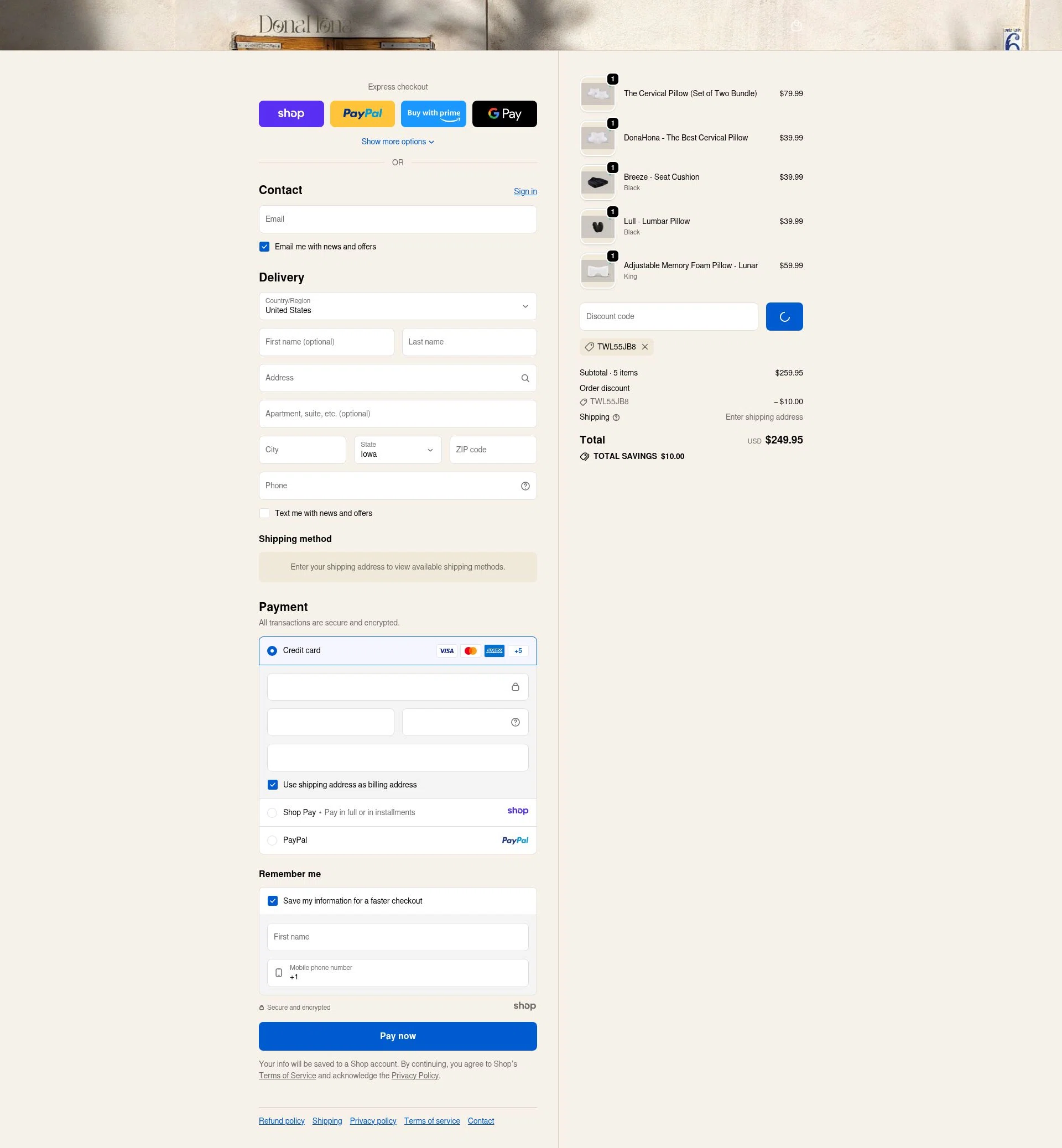 DonaHöna checkout page showing DonaHöna promo code box | Screenshot taken by SimplyCodes community member on Jan 5, 2026