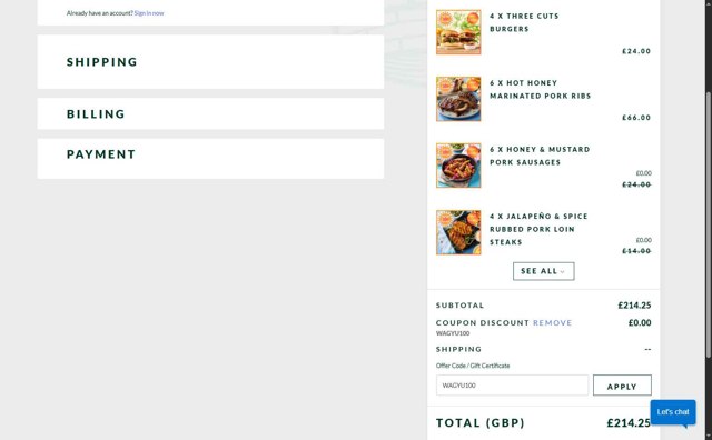 Donald Russell checkout page showing Donald Russell discount code box | Screenshot taken by SimplyCodes community member on Jun 19, 2025