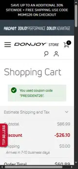 PRESIDENT26 coupon verification screenshot