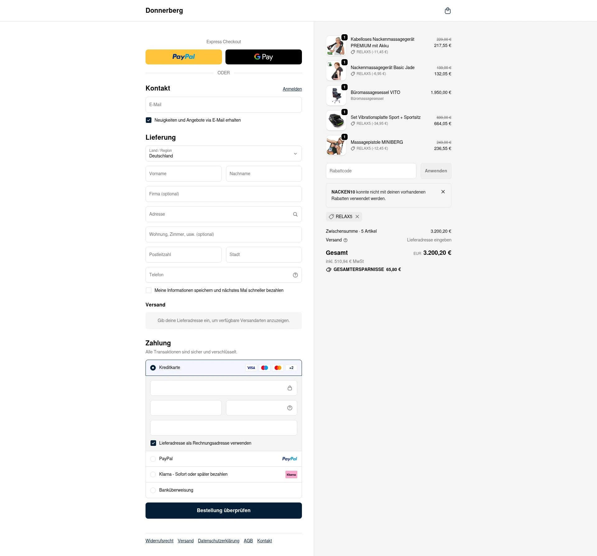 Donnerberg checkout page showing Donnerberg promo code box | Screenshot taken by SimplyCodes community member on Jan 2, 2026