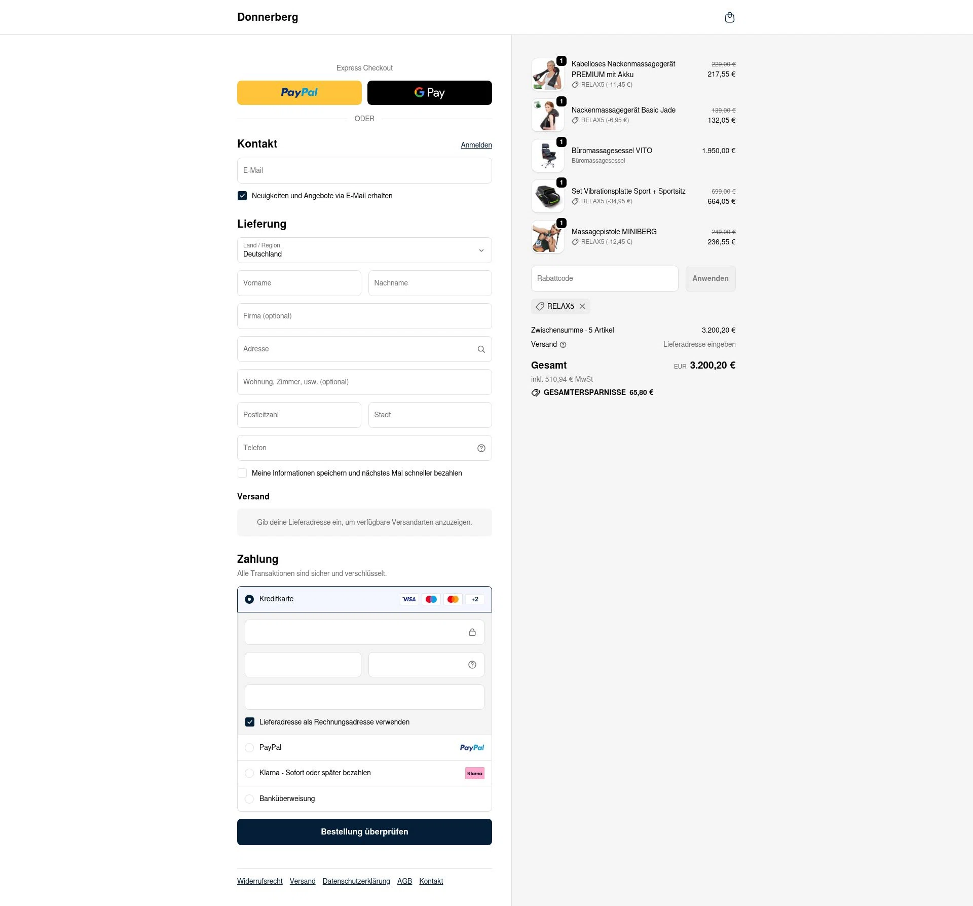 Donnerberg checkout page showing Donnerberg promo code box | Screenshot taken by SimplyCodes community member on Jan 2, 2026