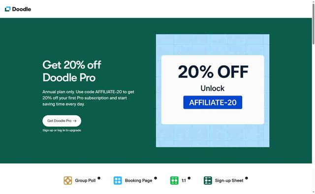 Doodle checkout page showing Doodle promo code box | Screenshot taken by SimplyCodes community member on Aug 4, 2025