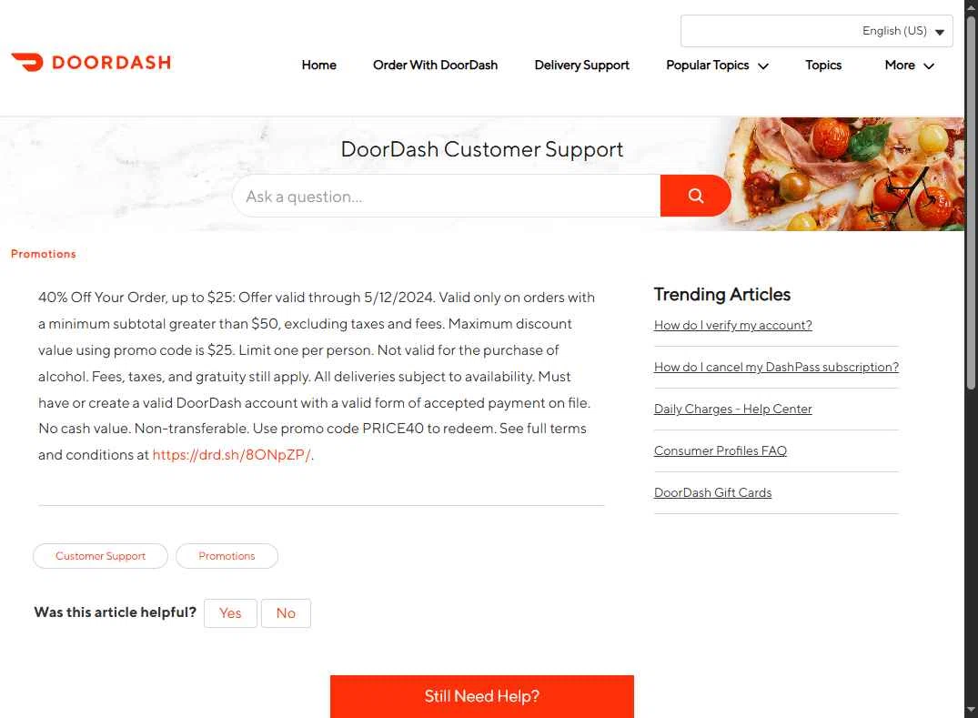 DoorDash Dasher checkout page showing DoorDash Dasher promo code box | Screenshot taken by SimplyCodes community member on Dec 27, 2025