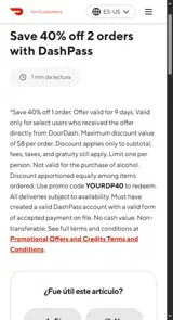 DoorDash Dasher coupon verification screenshot