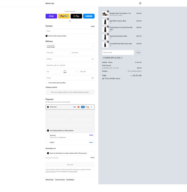 DOORS. checkout page showing DOORS. promo code box | Screenshot taken by SimplyCodes community member on Aug 29, 2025