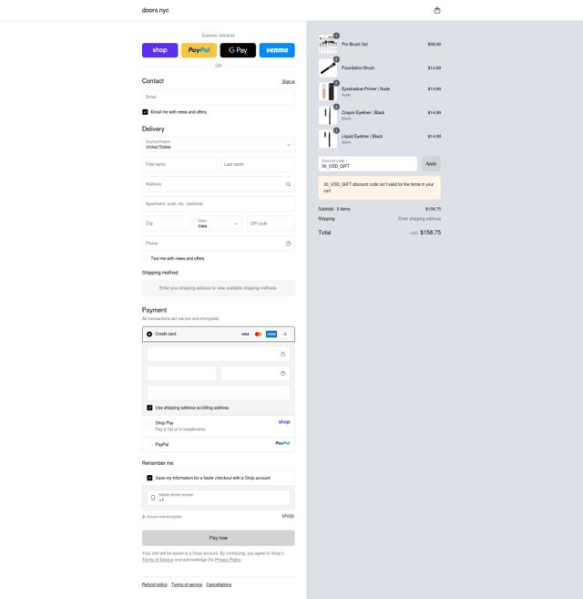 DOORS. checkout page showing DOORS. promo code box | Screenshot taken by SimplyCodes community member on Sep 15, 2025