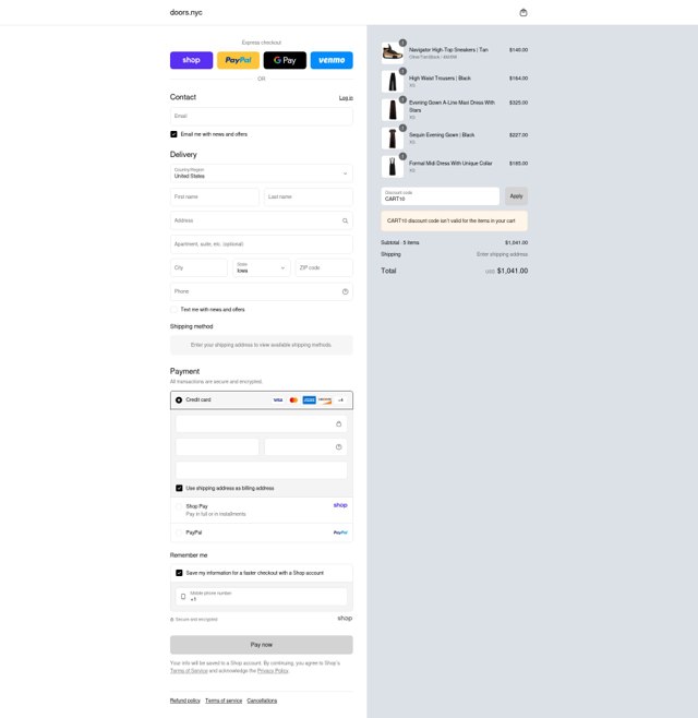 DOORS. checkout page showing DOORS. promo code box | Screenshot taken by SimplyCodes community member on Aug 29, 2025
