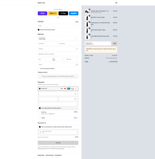 DOORS. checkout page showing DOORS. promo code box | Screenshot taken by SimplyCodes community member on Aug 29, 2025