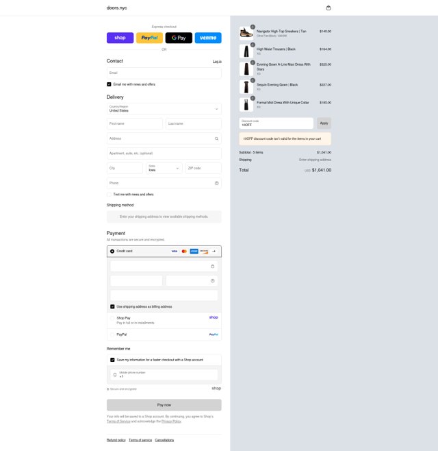 DOORS. checkout page showing DOORS. promo code box | Screenshot taken by SimplyCodes community member on Aug 29, 2025