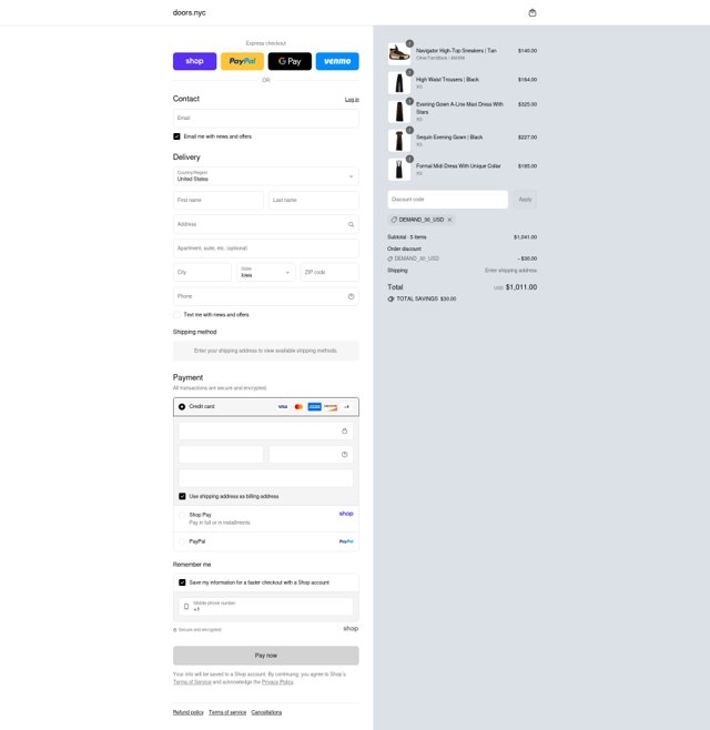 DOORS. checkout page showing DOORS. promo code box | Screenshot taken by SimplyCodes community member on Aug 29, 2025