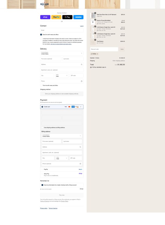 Door to Door checkout page showing Door to Door discount code box | Screenshot taken by SimplyCodes community member on Sep 5, 2025