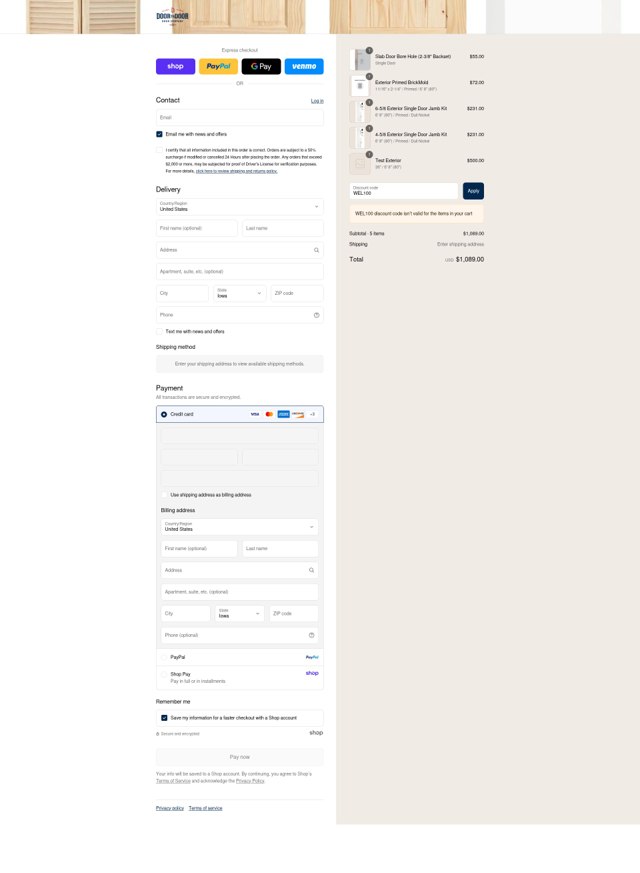 Door to Door checkout page showing Door to Door discount code box | Screenshot taken by SimplyCodes community member on Sep 1, 2025