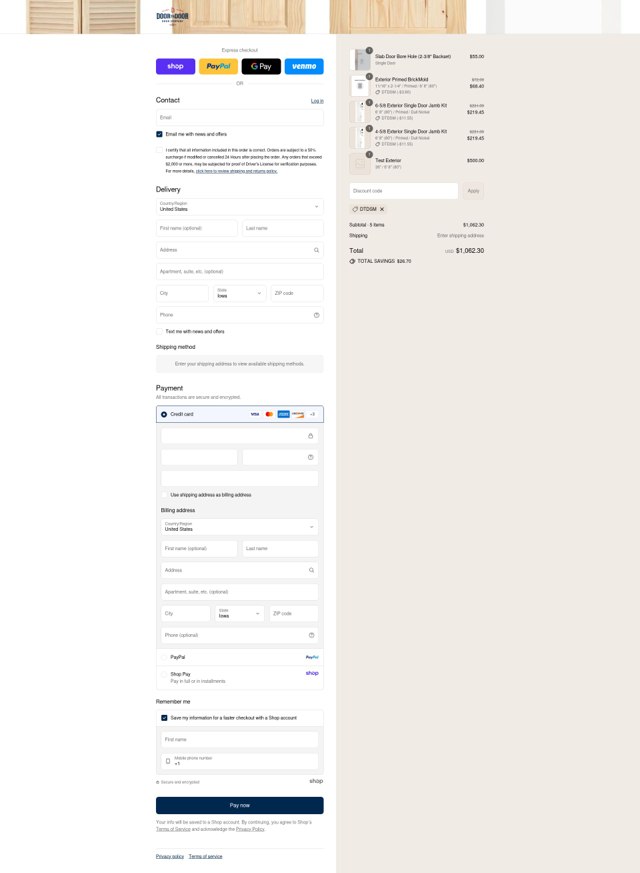 Door to Door checkout page showing Door to Door discount code box | Screenshot taken by SimplyCodes community member on Sep 5, 2025