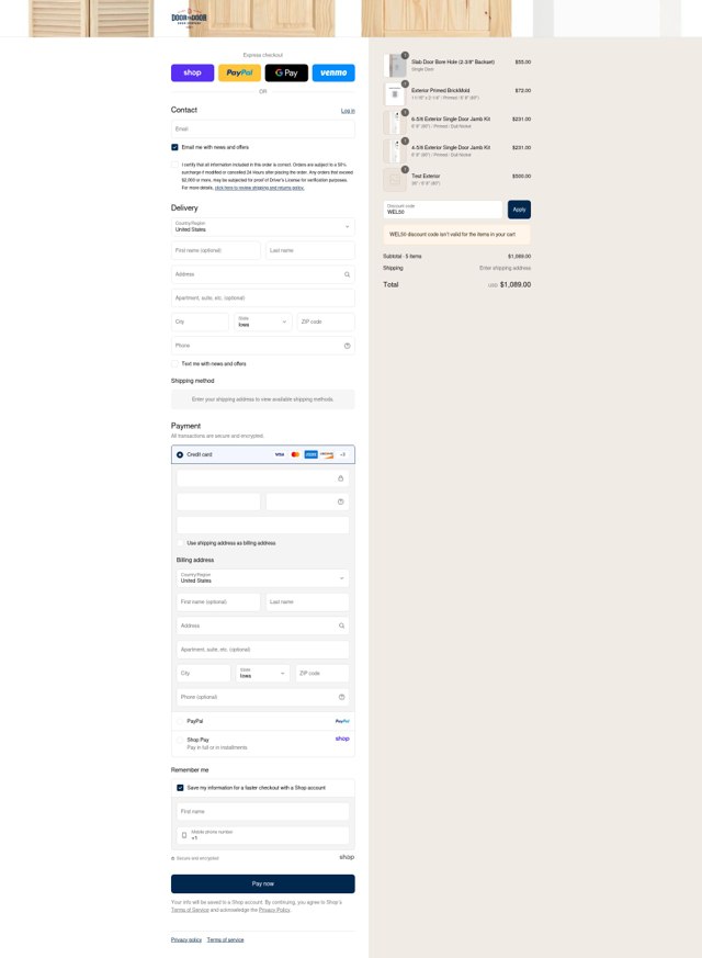 Door to Door checkout page showing Door to Door discount code box | Screenshot taken by SimplyCodes community member on Sep 1, 2025