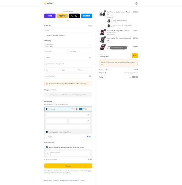 Dorel Juvenile Shop checkout page showing Dorel Juvenile Shop promo code box | Screenshot taken by SimplyCodes community member on Sep 8, 2025