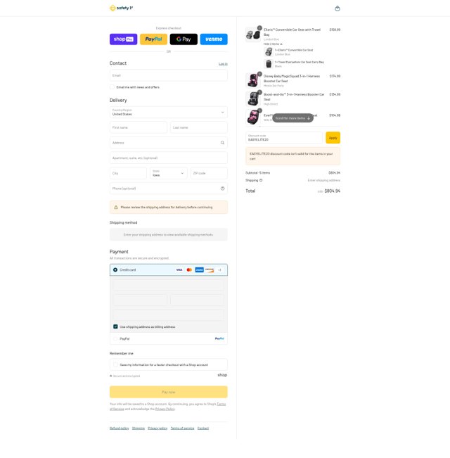 Dorel Juvenile Shop checkout page showing Dorel Juvenile Shop promo code box | Screenshot taken by SimplyCodes community member on Aug 26, 2025