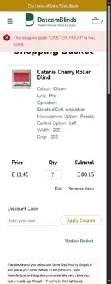 EASTER-RUSH coupon verification screenshot