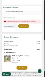 DOTCOMBLINDS-10 coupon verification screenshot