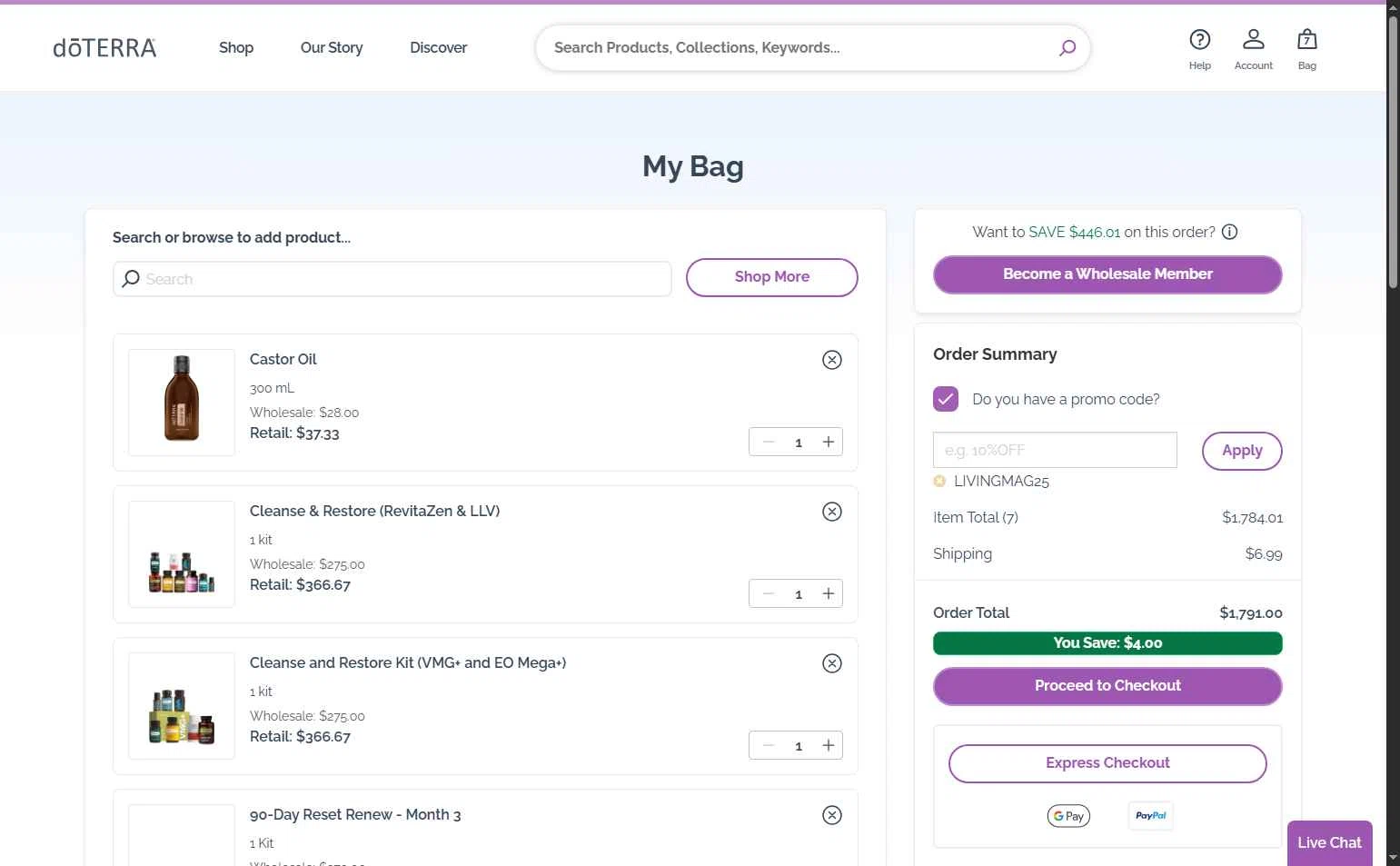 doTERRA checkout page showing doTERRA promo code box | Screenshot taken by SimplyCodes community member on Dec 22, 2025