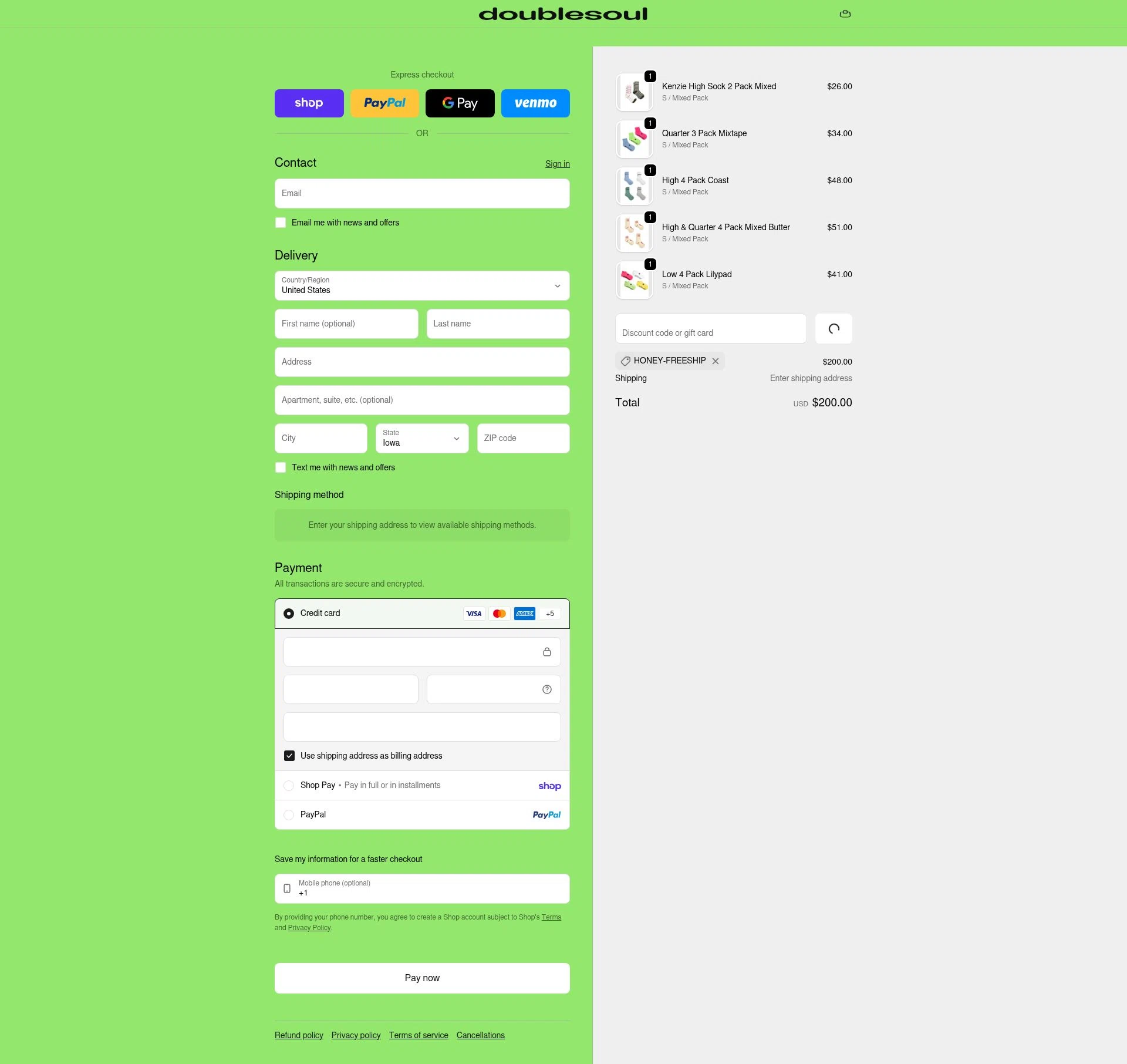 Doublesoul checkout page showing Doublesoul discount code box | Screenshot taken by SimplyCodes community member on Feb 21, 2026