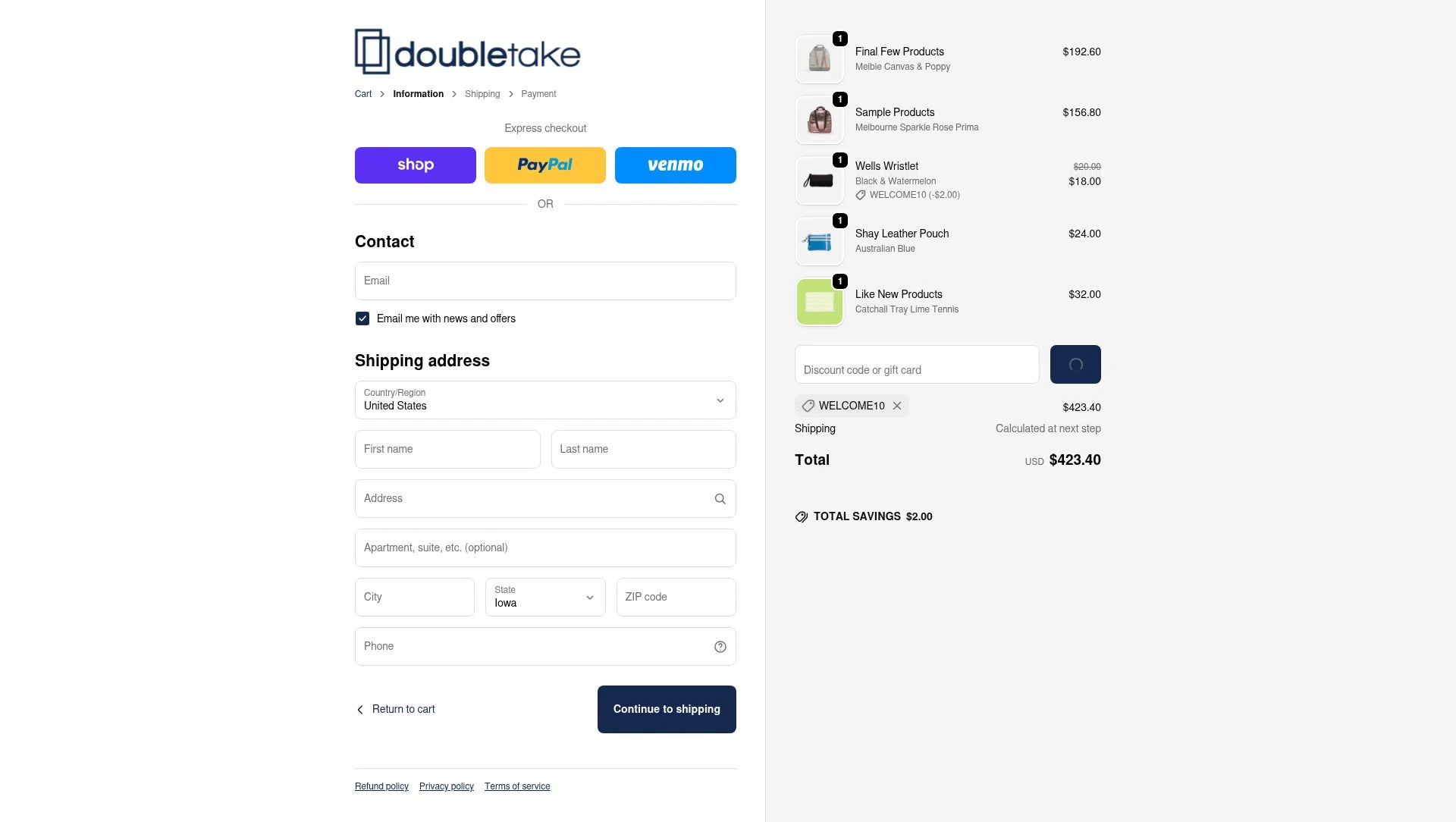 Doubletake checkout page showing Doubletake coupon code box | Screenshot taken by SimplyCodes community member on Dec 21, 2025