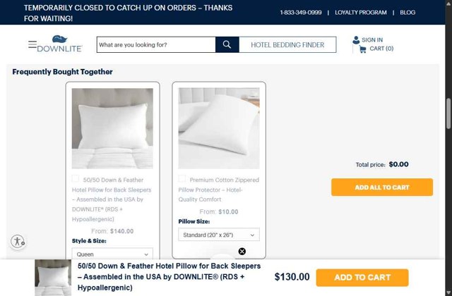 Downlite Bedding checkout page showing Downlite Bedding promo code box | Screenshot taken by SimplyCodes community member on Aug 25, 2025
