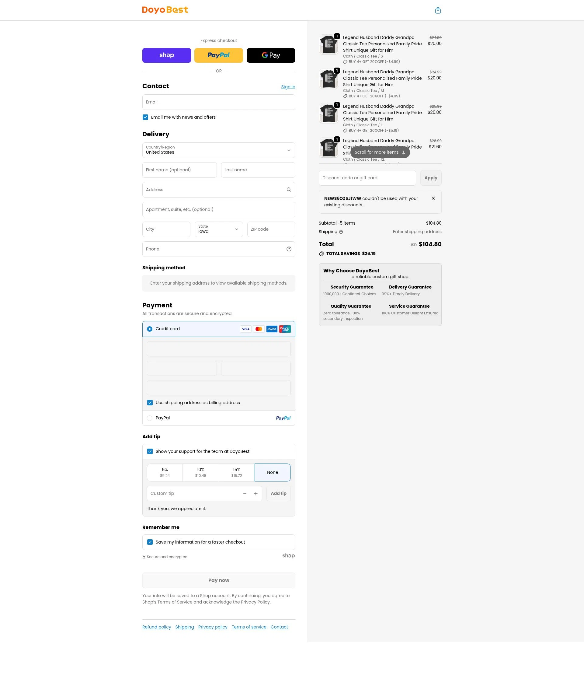 DoyoBest checkout page showing DoyoBest discount code box | Screenshot taken by SimplyCodes community member on Jan 23, 2026