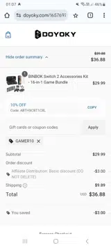 GAMER10 coupon verification screenshot