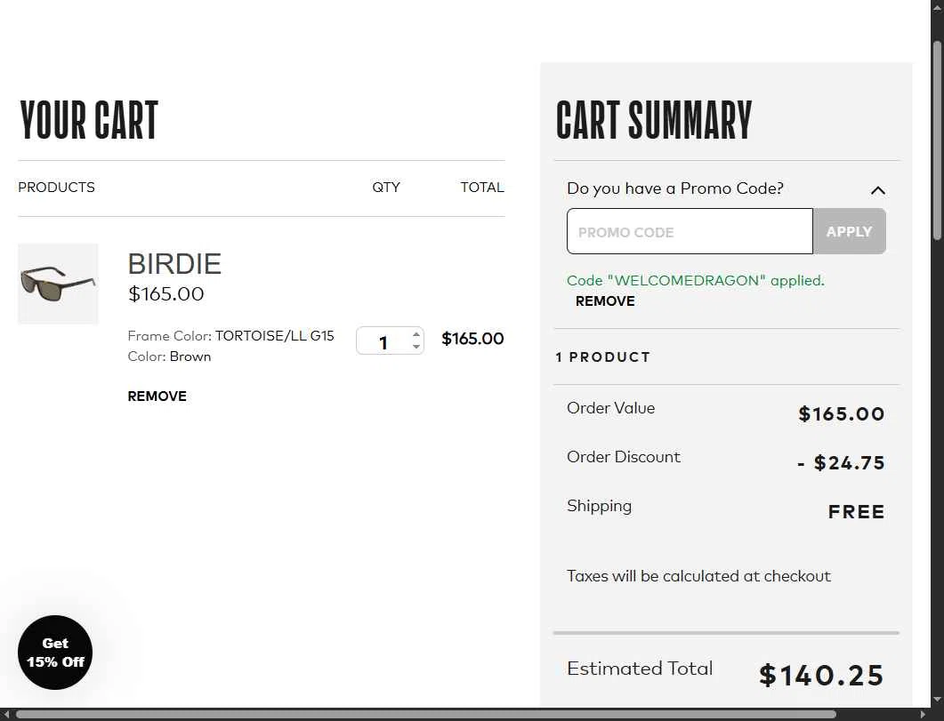 Dragon Alliance checkout page showing Dragon Alliance promo code box | Screenshot taken by SimplyCodes community member on Dec 2, 2025