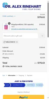 WELCOME10 coupon verification screenshot