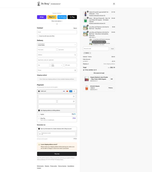 Dr. Berg checkout page showing Dr. Berg coupon code box | Screenshot taken by SimplyCodes community member on Sep 12, 2025