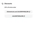 JULSONTHEGLOW coupon verification screenshot