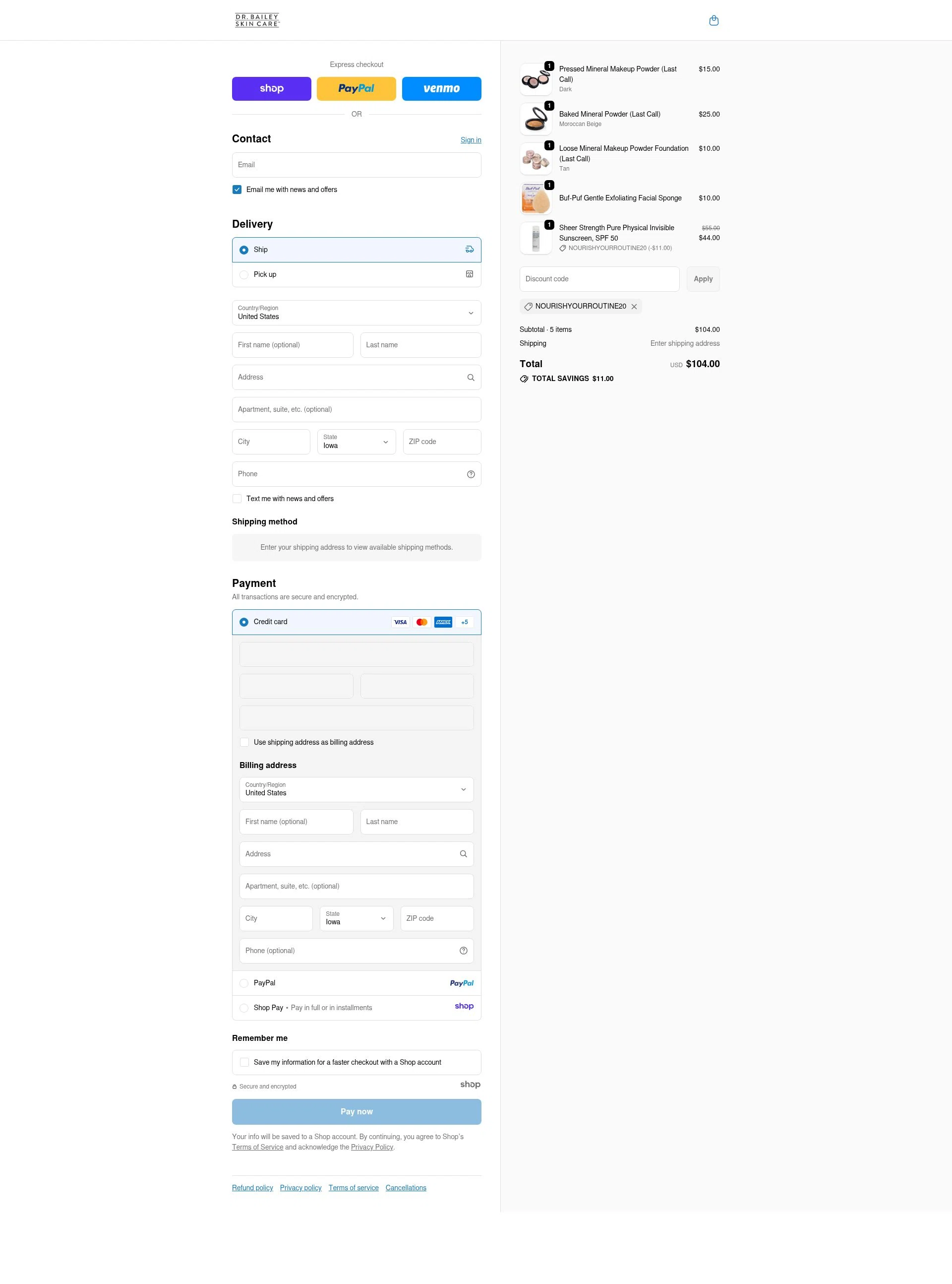 Dr. Cynthia Bailey checkout page showing Dr. Cynthia Bailey coupon code box | Screenshot taken by SimplyCodes community member on Dec 11, 2025