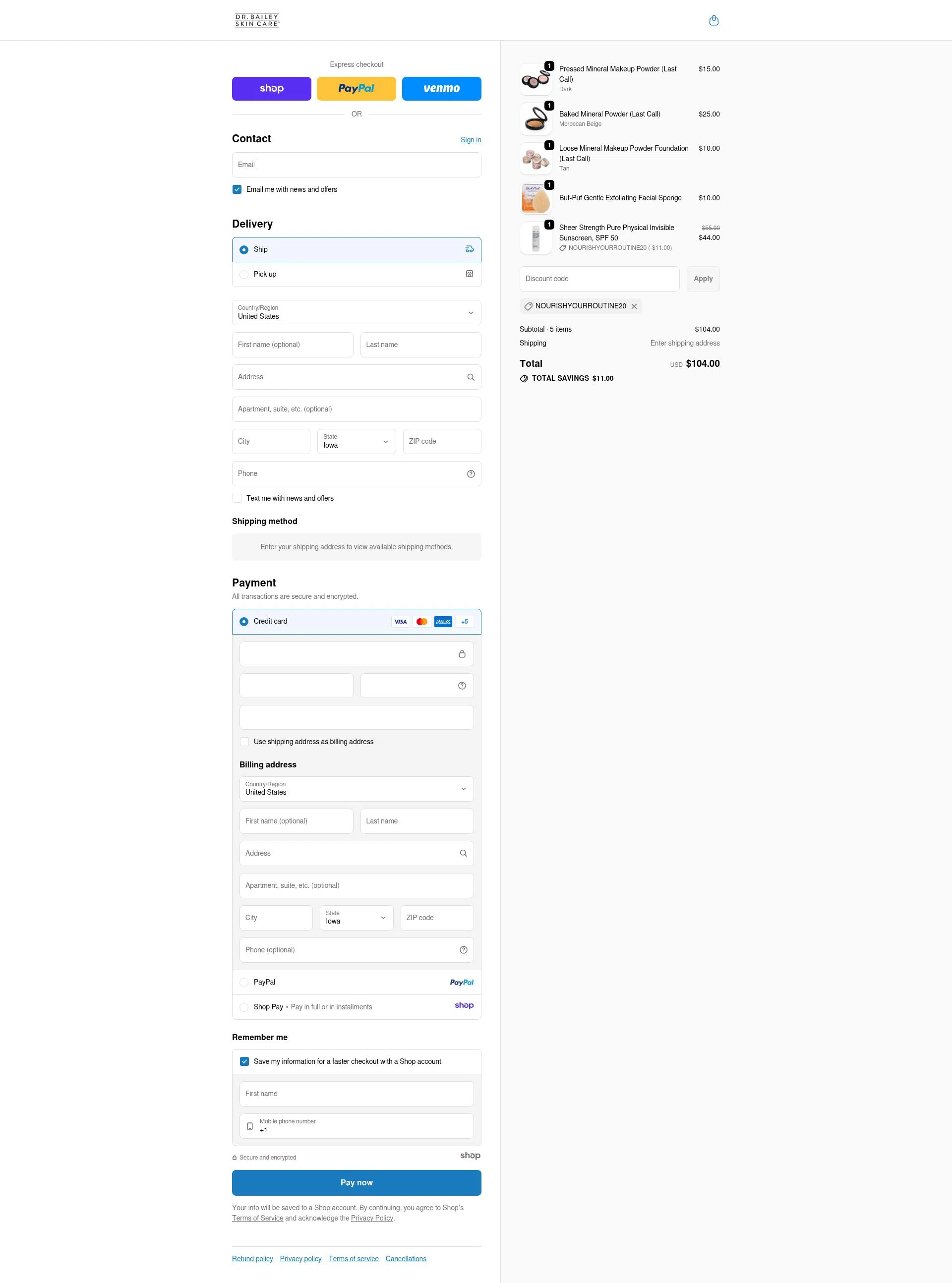 Dr. Cynthia Bailey checkout page showing Dr. Cynthia Bailey coupon code box | Screenshot taken by SimplyCodes community member on Dec 5, 2025