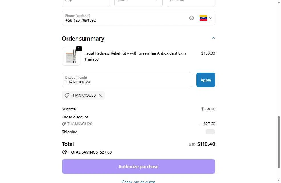 Dr. Cynthia Bailey checkout page showing Dr. Cynthia Bailey coupon code box | Screenshot taken by SimplyCodes community member on Dec 28, 2025