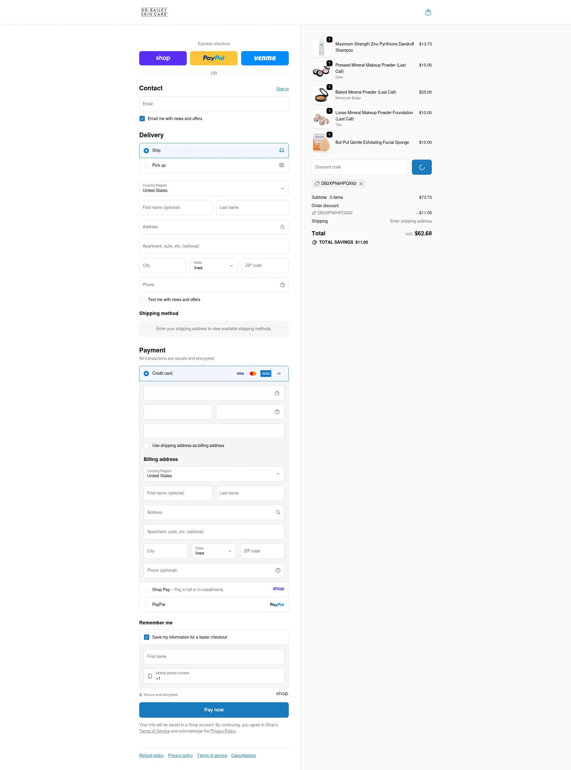 Dr. Cynthia Bailey checkout page showing Dr. Cynthia Bailey coupon code box | Screenshot taken by SimplyCodes community member on Dec 28, 2025