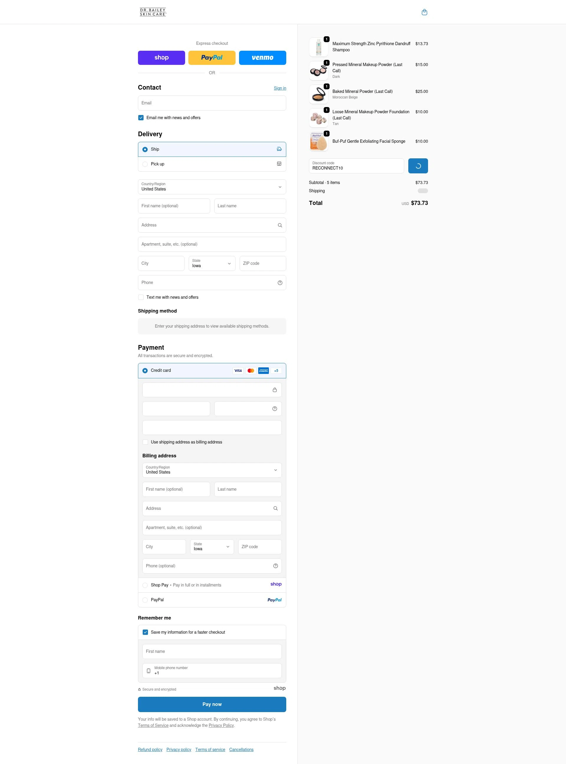 Dr. Cynthia Bailey checkout page showing Dr. Cynthia Bailey coupon code box | Screenshot taken by SimplyCodes community member on Dec 28, 2025