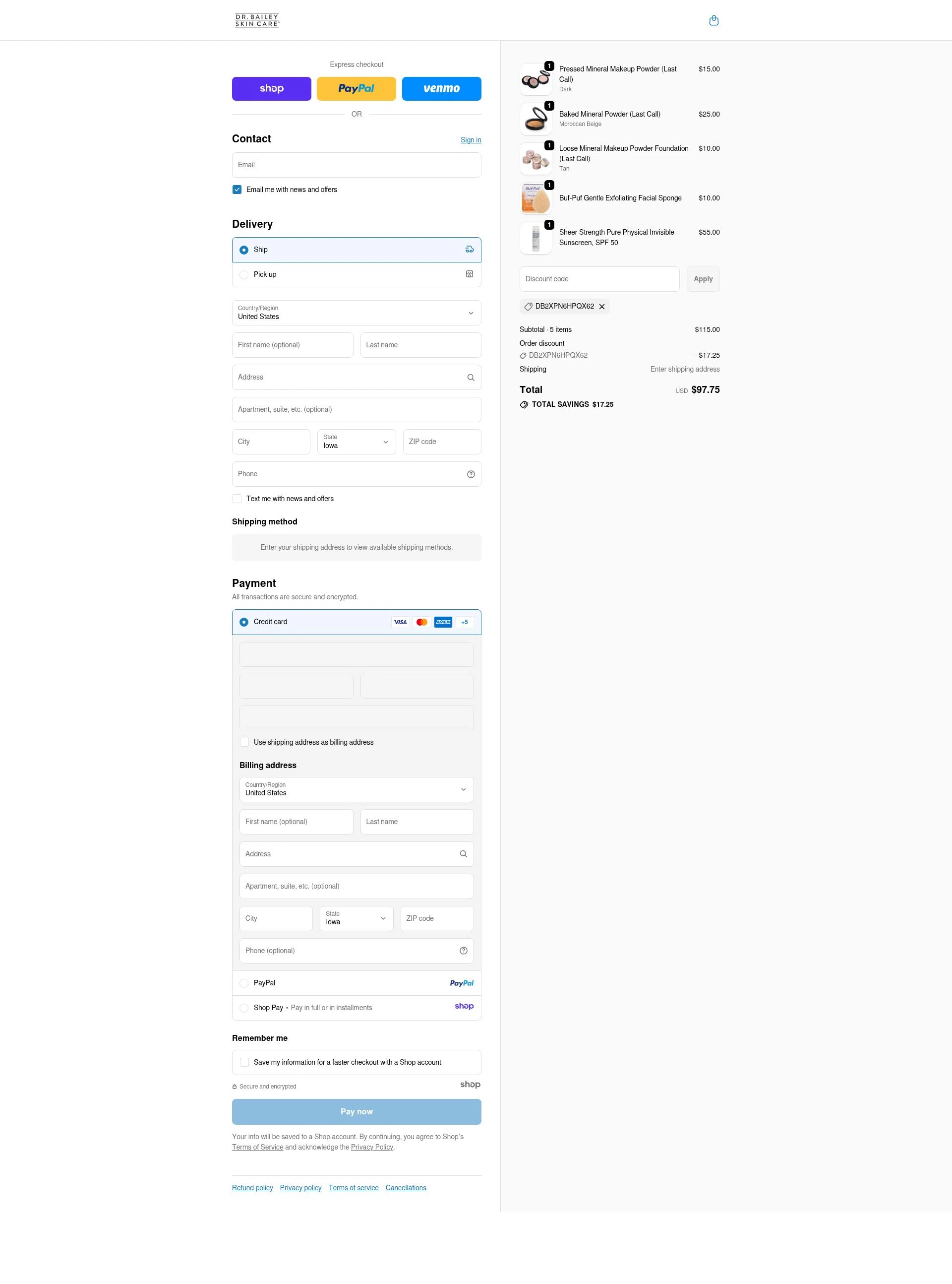Dr. Cynthia Bailey checkout page showing Dr. Cynthia Bailey coupon code box | Screenshot taken by SimplyCodes community member on Dec 11, 2025