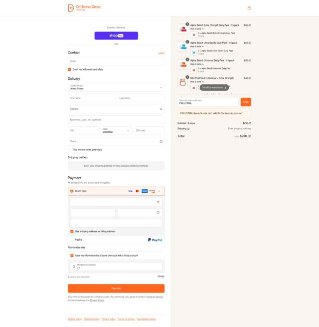 Dr. Dennis Gross checkout page showing Dr. Dennis Gross coupon code box | Screenshot taken by SimplyCodes community member on May 30, 2025