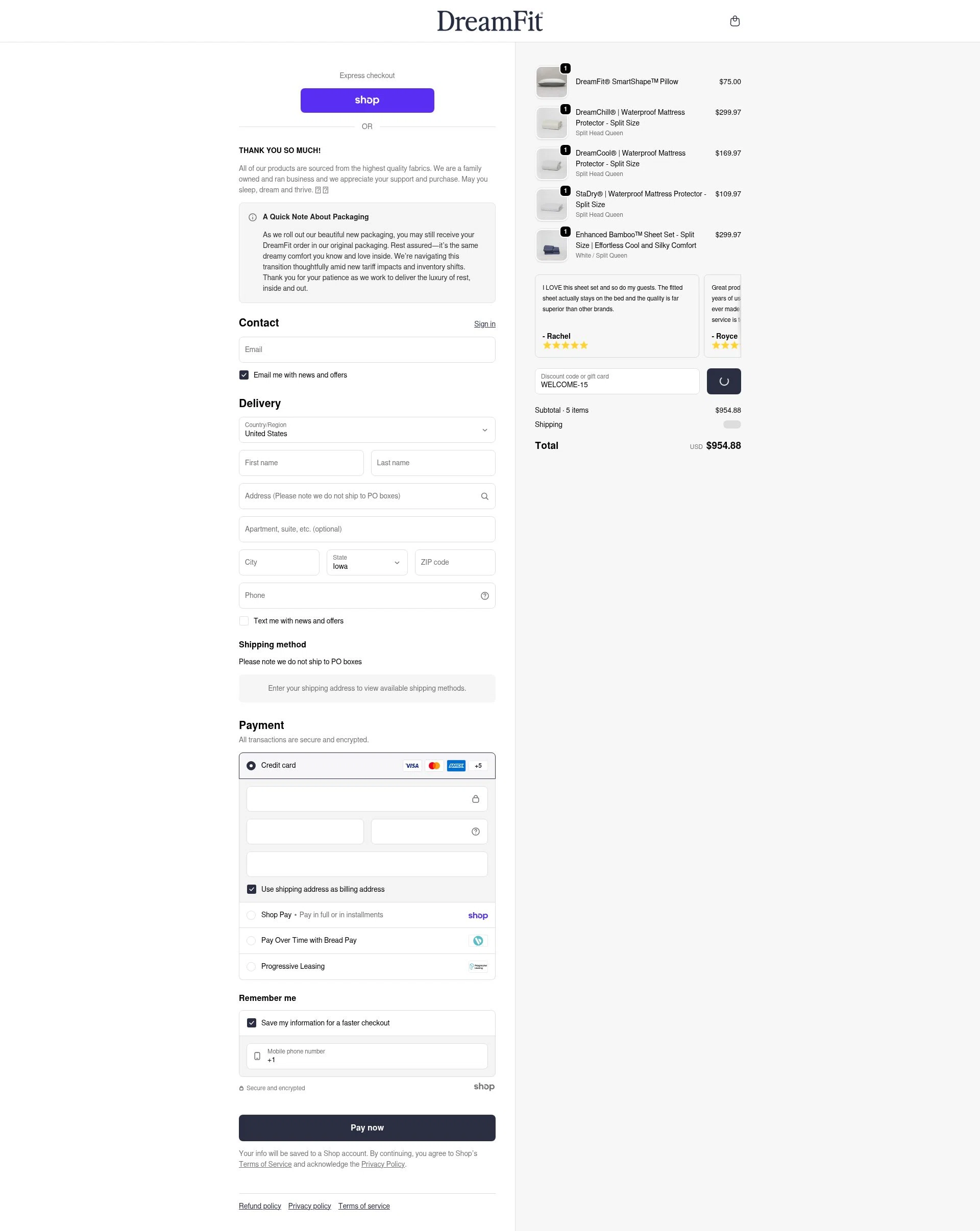 DreamFit checkout page showing DreamFit coupon code box | Screenshot taken by SimplyCodes community member on Jan 25, 2026