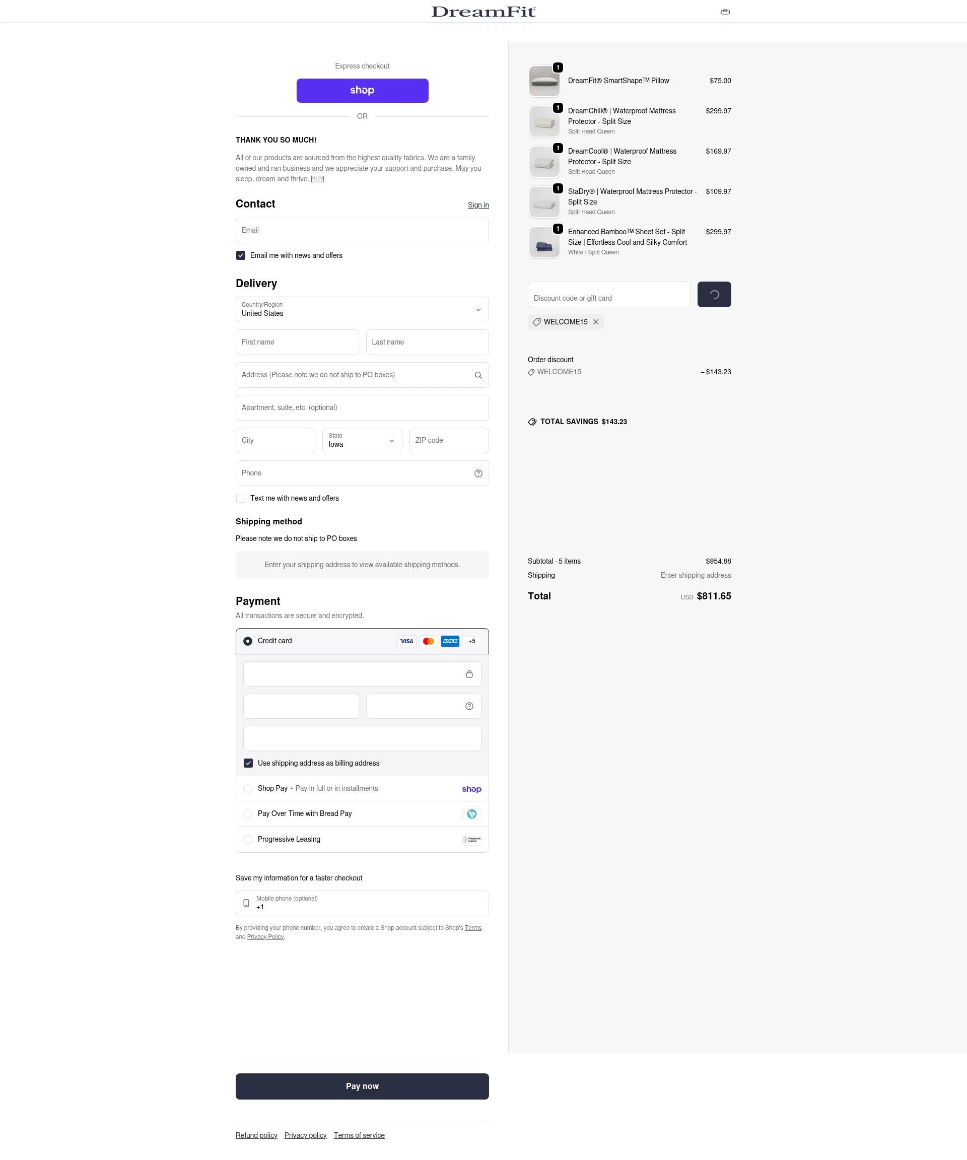 DreamFit checkout page showing DreamFit coupon code box | Screenshot taken by SimplyCodes community member on Feb 3, 2026