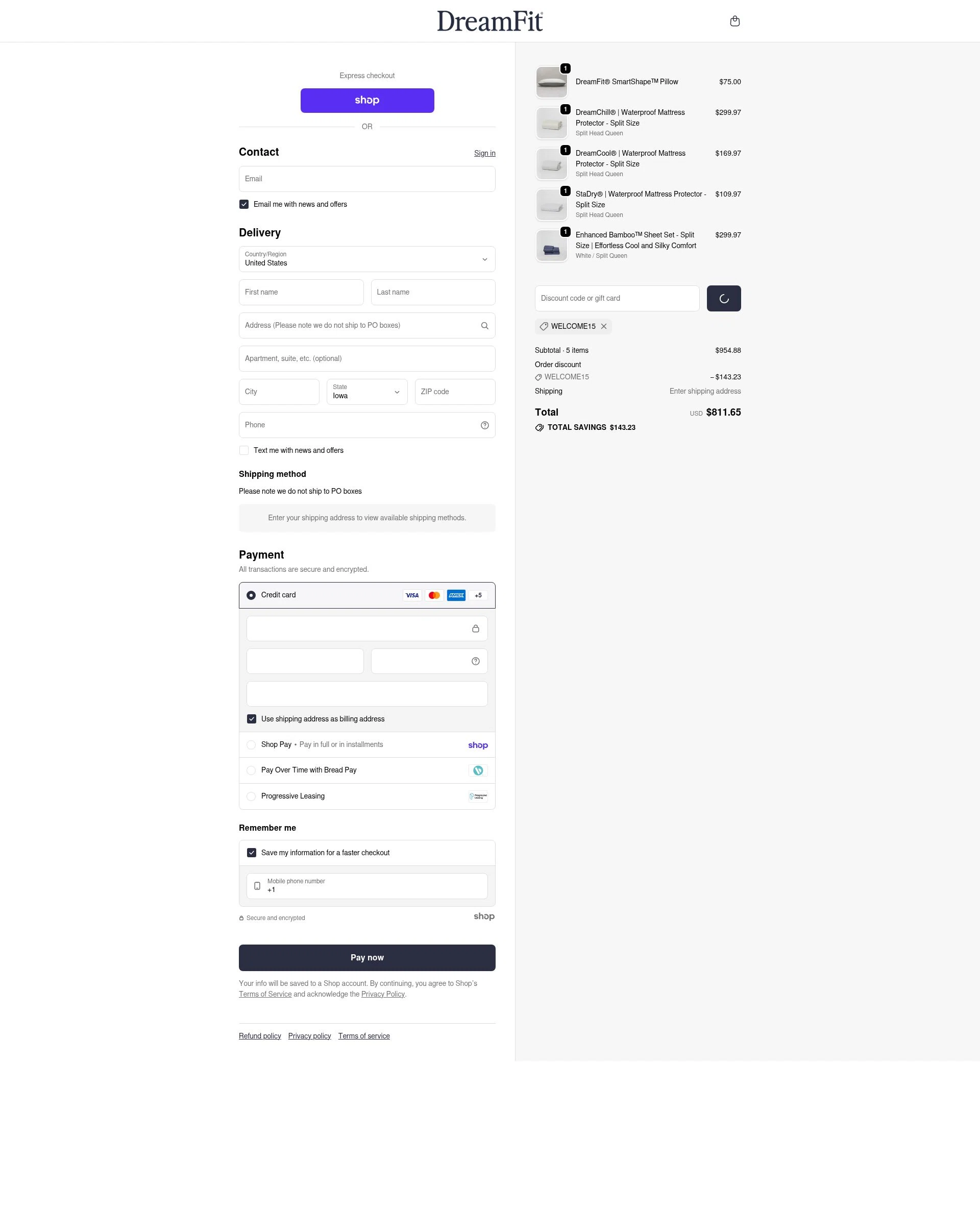 DreamFit checkout page showing DreamFit coupon code box | Screenshot taken by SimplyCodes community member on Jan 29, 2026