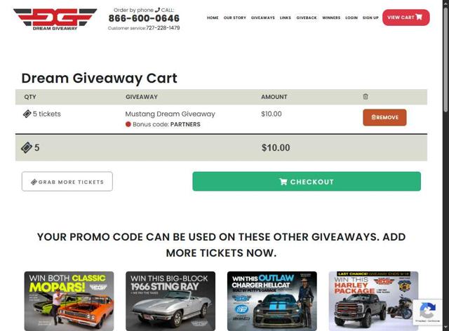 Dream Giveaway checkout page showing Dream Giveaway promo code box | Screenshot taken by SimplyCodes community member on Sep 13, 2025
