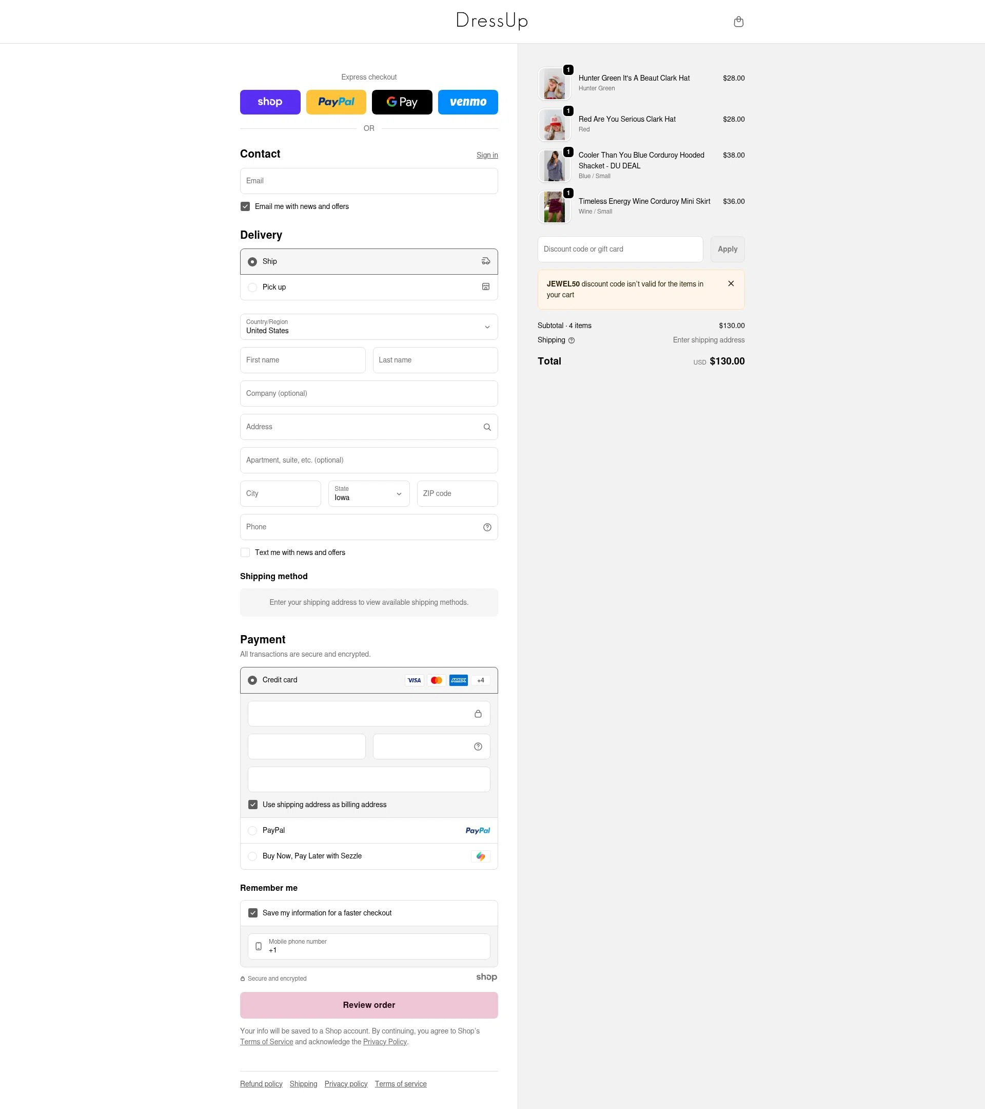 Dress Up checkout page showing Dress Up coupon code box | Screenshot taken by SimplyCodes community member on Dec 23, 2025