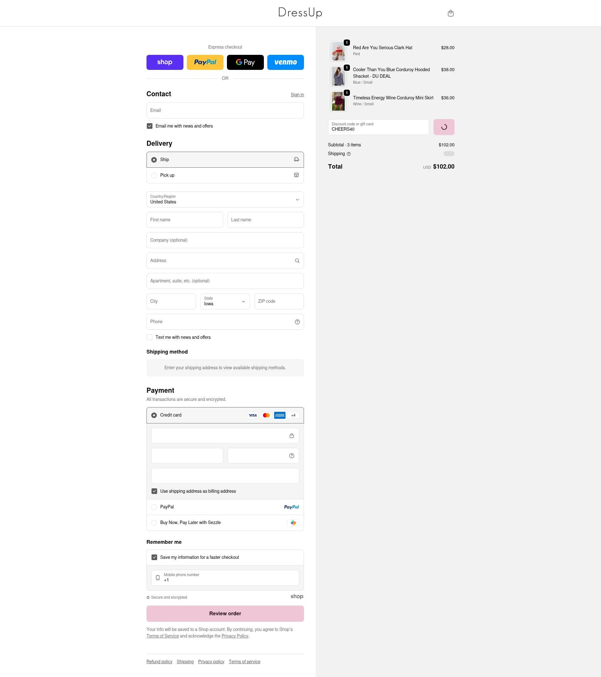 Dress Up checkout page showing Dress Up coupon code box | Screenshot taken by SimplyCodes community member on Dec 28, 2025
