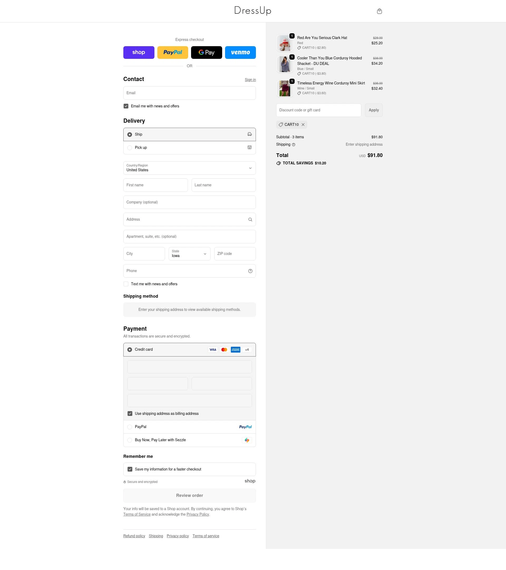 Dress Up checkout page showing Dress Up coupon code box | Screenshot taken by SimplyCodes community member on Dec 28, 2025