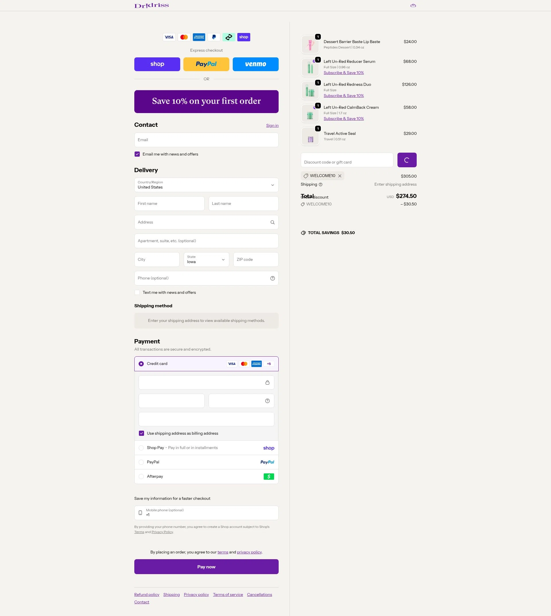 Dr. Idriss checkout page showing Dr. Idriss discount code box | Screenshot taken by SimplyCodes community member on Feb 9, 2026
