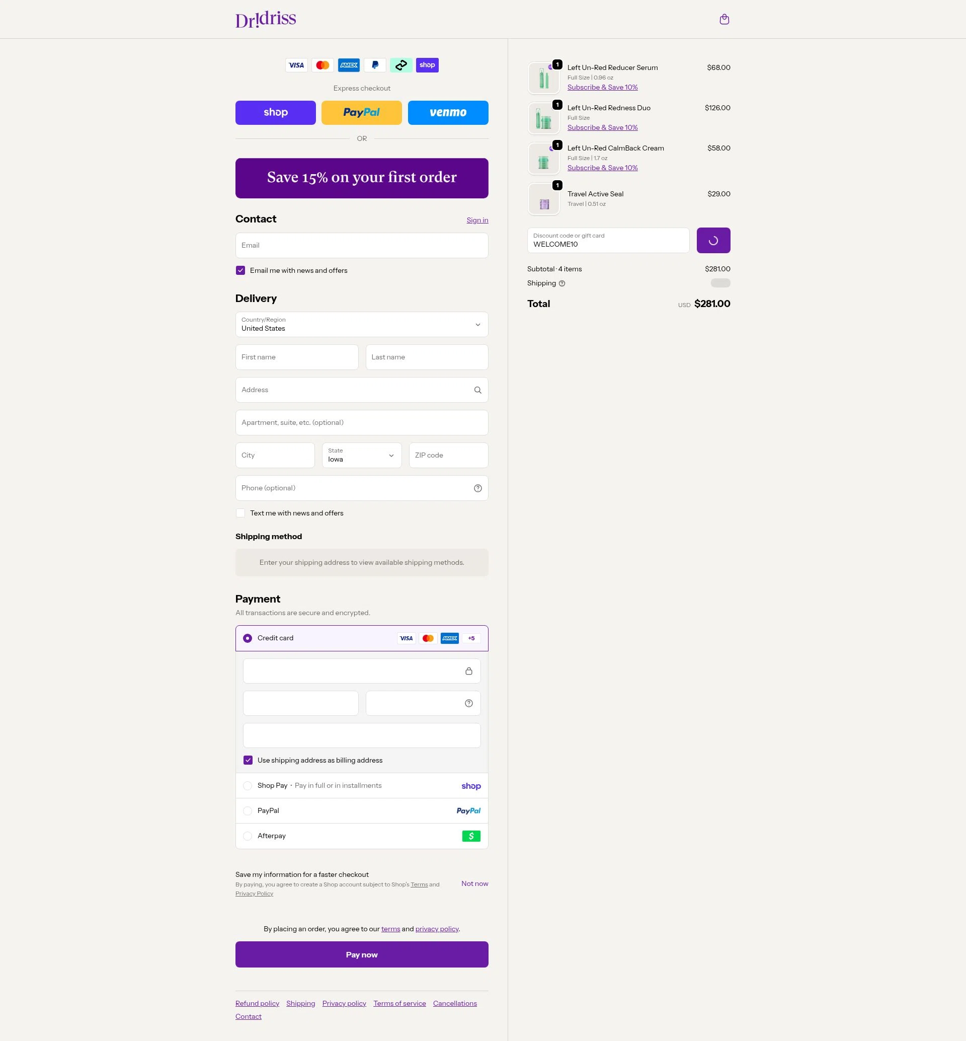 Dr. Idriss checkout page showing Dr. Idriss discount code box | Screenshot taken by SimplyCodes community member on Feb 13, 2026