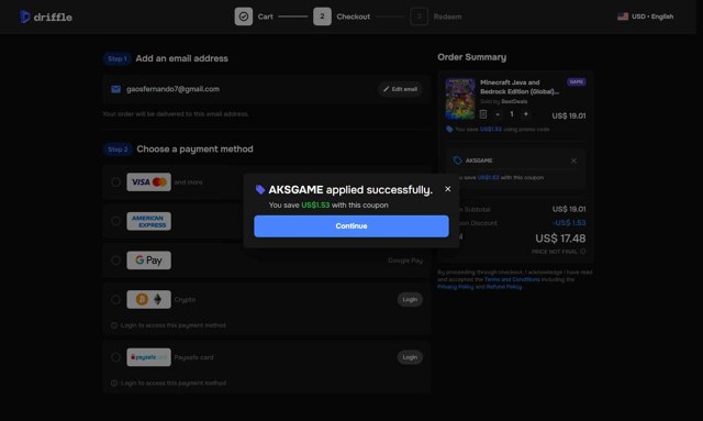 Driffle checkout page showing Driffle promo code box | Screenshot taken by SimplyCodes community member on Sep 2, 2025