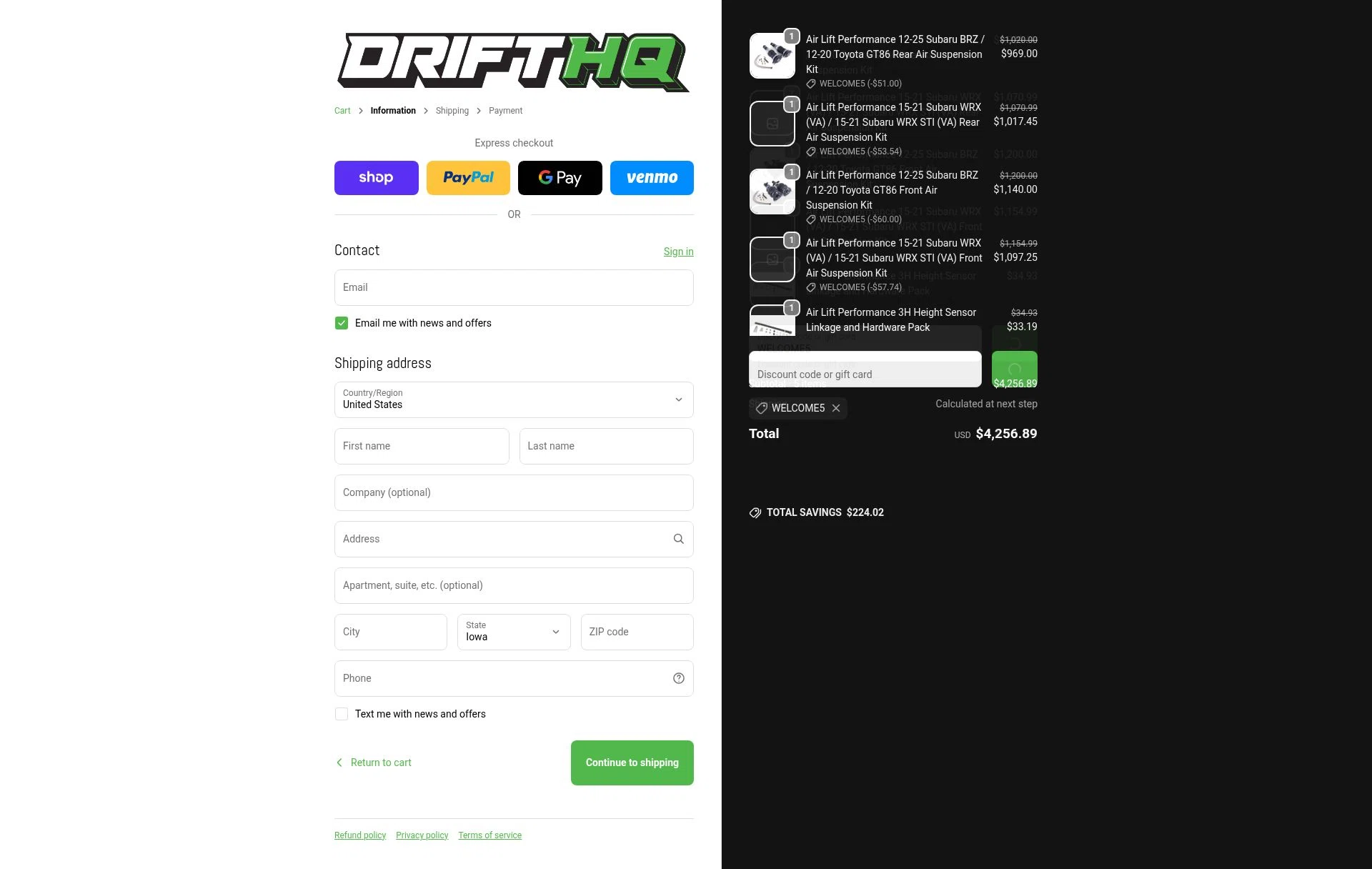 Drift HQ checkout page showing Drift HQ discount code box | Screenshot taken by SimplyCodes community member on Feb 18, 2026